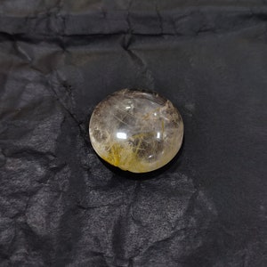 Rutile Quartz, Natural Golden Rutile Quartz Cabochon Round Shape Size- 27x27x8mm, Carat-45ct