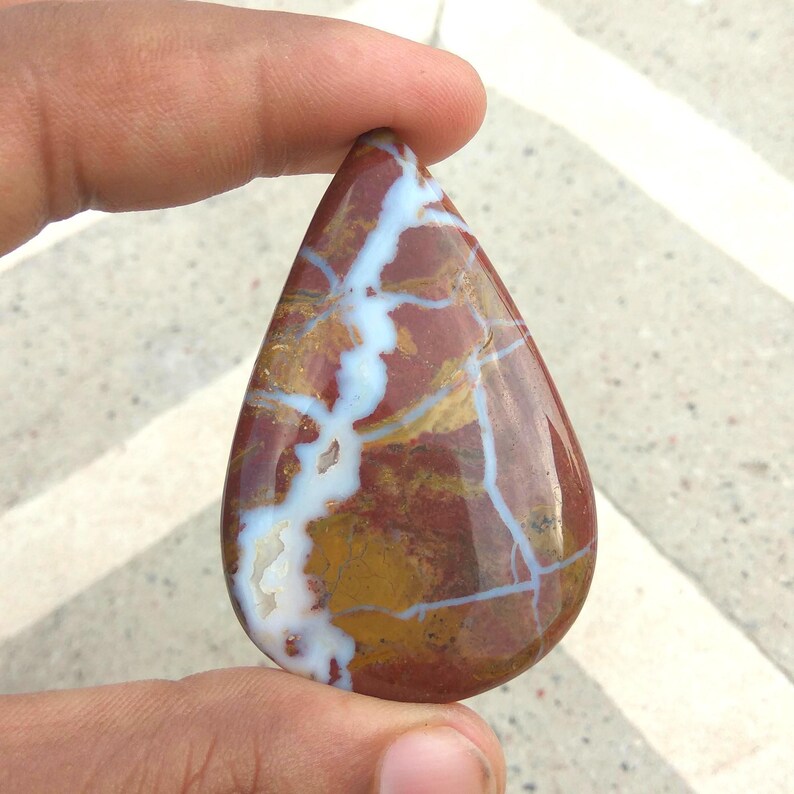 93 Cts Natural Indonesian Moss Agate Pear Shape 58x36x5mm Loose Gemstone Cabochon For Making Jewelry HA-109