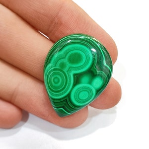 Natural Malachite cabochon Semi Precious gemstone Pear Shape Loose Gemstone For Jewelry Making Size 30x23x5mm, Carat- 33.65ct