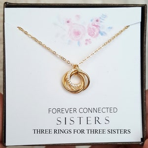 Three Sisters Necklace - Christmas gift for Sisters, Sister Gifts, Three Rings for three Sisters, The Best Gift for Her Simple everyday wear