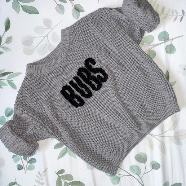 CUSTOM Baby/Toddler hand embroidered  personalized name sweater