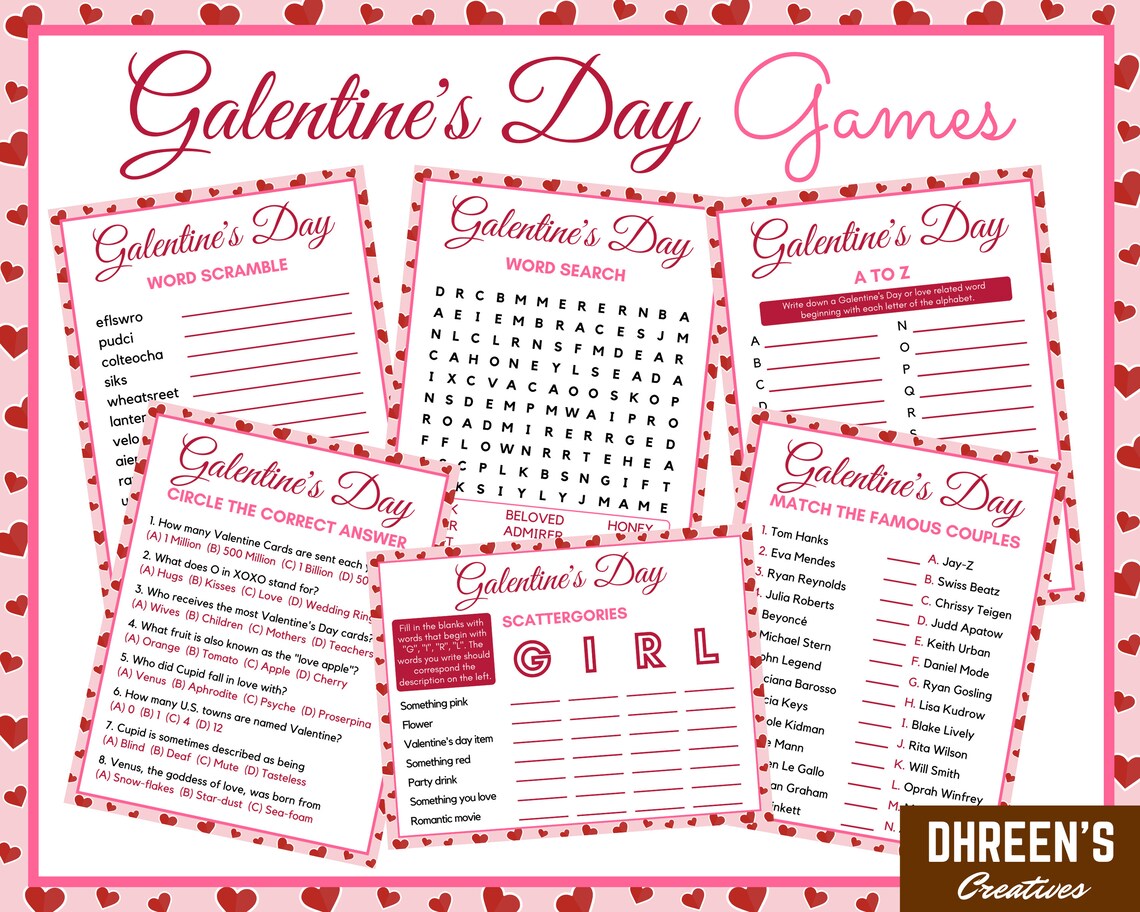 Galentine's Day Games 6 Printable Games for Kids and Adults Galentines ...