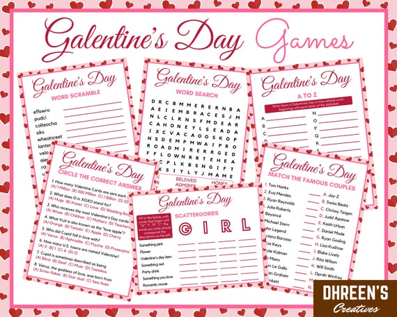 Galentine's Day Games 6 Printable Games for Kids and | Etsy