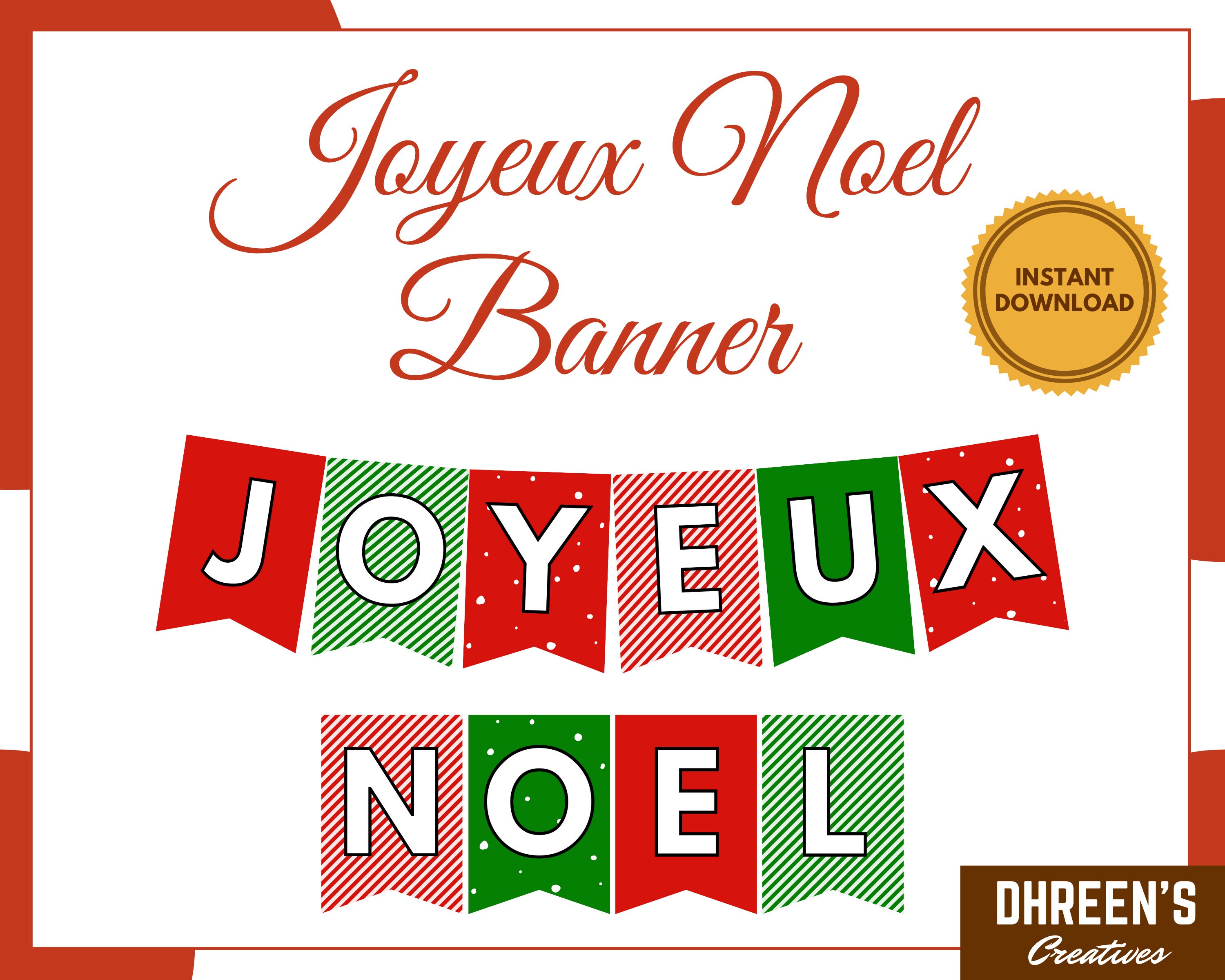 Joyeux Noel Banner Printable Instant Download Xmas (Instant Download ...