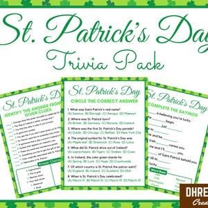 St. Patrick's Day Trivia Pack - 3 St. Patrick's Day Quizzes - Printable Activities For Kids And Adults - St. Paddy's Games Instant Download