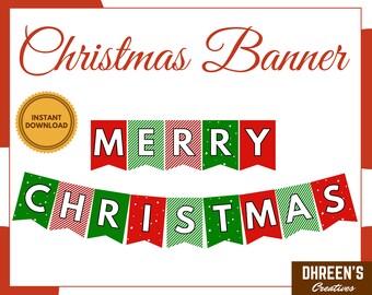 Merry Christmas Banner - Etsy