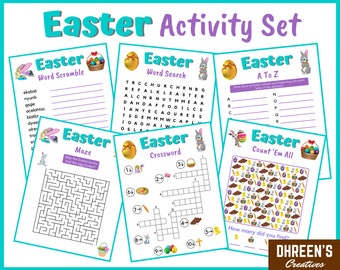Easter Activity Set - 6 Printable Activities For Kids And Adults - Easter Zoom Party Pack - Easter Games Instant Download