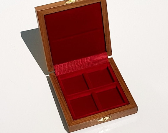 Art ALP90/4 Astuccio Cofanetto per 4 Monete fino a 28 mm ZECCHI Wood Coin Box Wooden Coin Case Coin Storage Box Solid Wood Coin Display