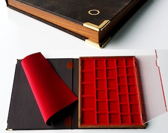 Medium model case book by ZECCHI made of Wood and Velvet. Medium Tray-Book for Coins Produced by ZECCHI