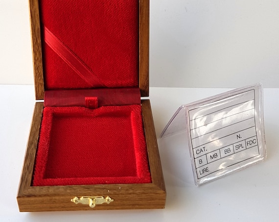 Art.ALP70 Astuccio Cofanetto in Legno per Moneta in Bustina Trasparente Periziata o con Descrizione Coin Box Medal Box Display