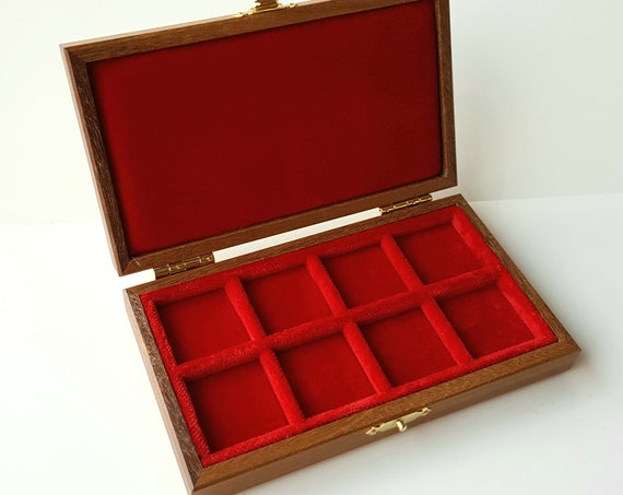 Art ALP108L Astuccio Cofanetto per 8 Monete fino a 28 mm ZECCHI Wood Coin Box Wooden Coin Case Coin Storage Box Solid Wood Coin Display