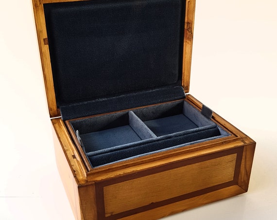 Jewellery box. Wood used: Black ebony, mahogany, olive, laurel. Ring tray, bracelets, necklaces. Jewerly Box, watch Box