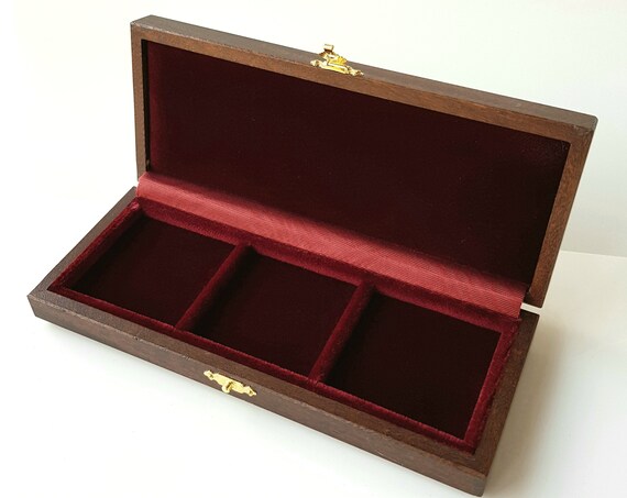 Art ALP103L Astuccio Cofanetto per 3 monete, 3 caselle di 47 mm ZECCHI Wood Coin Box Wooden Coin Case Coin Storage Box Solid Wood Display