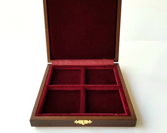 Art ALP104Q Astuccio Cofanetto per 4 monete, 4 caselle di 47 mm ZECCHI Wood Coin Box Wooden Coin Case Coin Storage Box Solid Wood Display