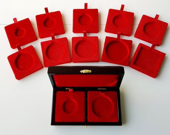 Art.ALP02M Astuccio Cofanetto per 2 Monete Antiche Incavo Foro a scelta fra questi 22,5/28/31/33/37/41/43/46/50 Case for Coins with 2 Holes