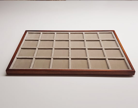 art. VAG324S Numismatic tray for COINS made of wood and velvet. Wood and velvet coin tray cabinet