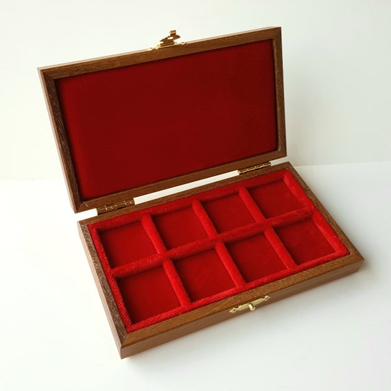 Art ALP108L Astuccio Cofanetto per 8 Monete fino a 28 mm ZECCHI Wood Coin Box Wooden Coin Case Coin Storage Box Solid Wood Coin Display