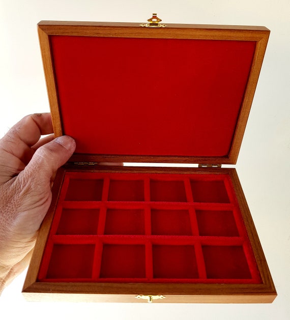 ALP112 Astuccio Cofanetto per Monete con 12 spazi di 31 mm ZECCHI Wood Coin Box Wooden Coin Case Coin Storage Box 12 spaces up to 31 mm