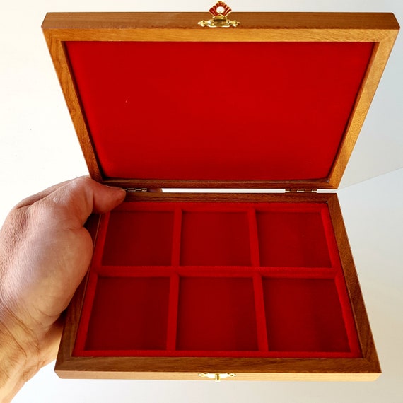 Wooden Coin Display Case, Numismatic Storage Box for Ancient Coins, Gift for Coin Collectors | 3 Slot Sizes (46, 31, 22 mm)