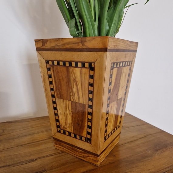 Vaso in legno, Porta fiori, porta vaso, Vaso in legno per fiori, Contenitore, Fioriera da interno, complementi di arredo per fiori o piante