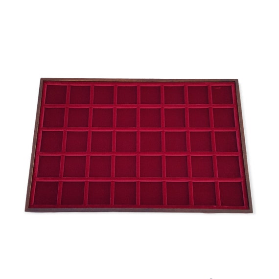 Art. VAG324S Numismatic tray for Coins made of wood and velvet. Wood and velvet coin tray cabinet