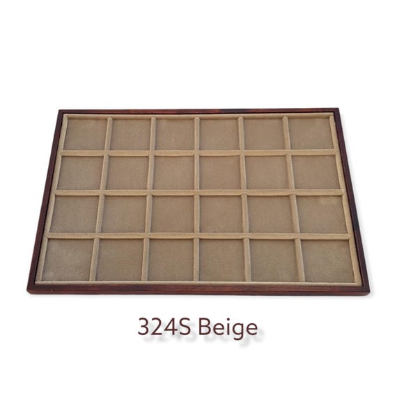 Wooden Coin Display Tray with Beige Velvet, Numismatic tray by ZECCHI, Compartment Showcase for Ancient Coins | Handcrafted