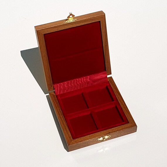 Art ALP90/4 Astuccio Cofanetto per 4 Monete fino a 28 mm ZECCHI Wood Coin Box Wooden Coin Case Coin Storage Box Solid Wood Coin Display