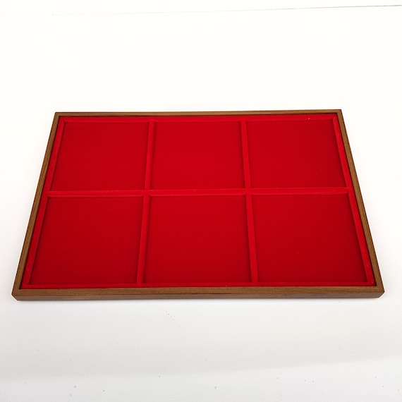 Art. VAG306  Vassoio numismatico per MONETE realizzato in legno e velluto. 6 squares 98 x 98 mm. Wood and velvet coin tray cabinet