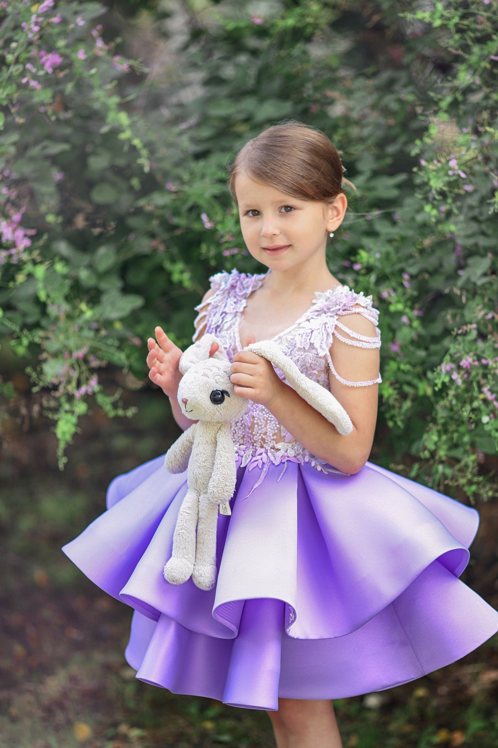 Purple flower girl dress Lavender flower girl dress lace Etsy