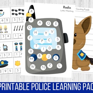 Police Officer Preschool Worksheet, Preschool Curriculum, Homeschool Preschool Printable, Kindergarten Kids Worksheets, Kids Printable