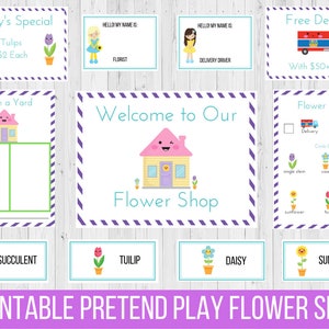 Pretend flower shop preschool curriculum, garden center homeschool printables, florist toddler pretend play, spring dramatic play