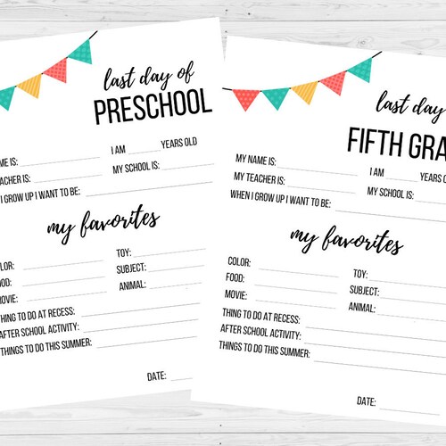 Last Day of School Interview All Grades Time Capsule Bundle Etsy