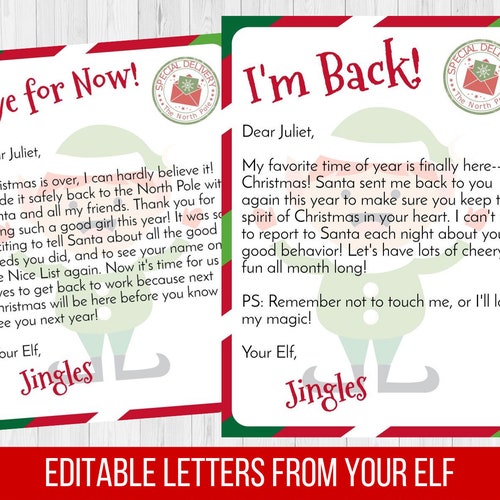 Editable Elf Letter Printable Letter From Elf 4x6 Size - Etsy