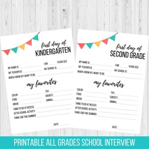 Back to School Interview Printable, Kids First Day of School Digital ...