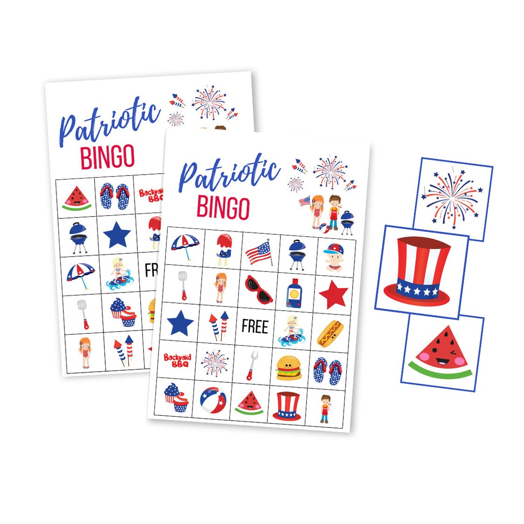 Printable Patriotic BINGO Cards, Americana Digital Download, Fourth of