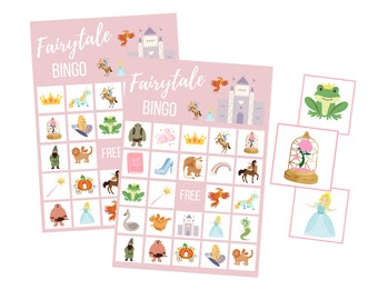 Princess BINGO Card Game, Cinderella Castle Party Game, Once Upon a Time Digital Download, Belle Instant Download, First Birthday, 1st Party