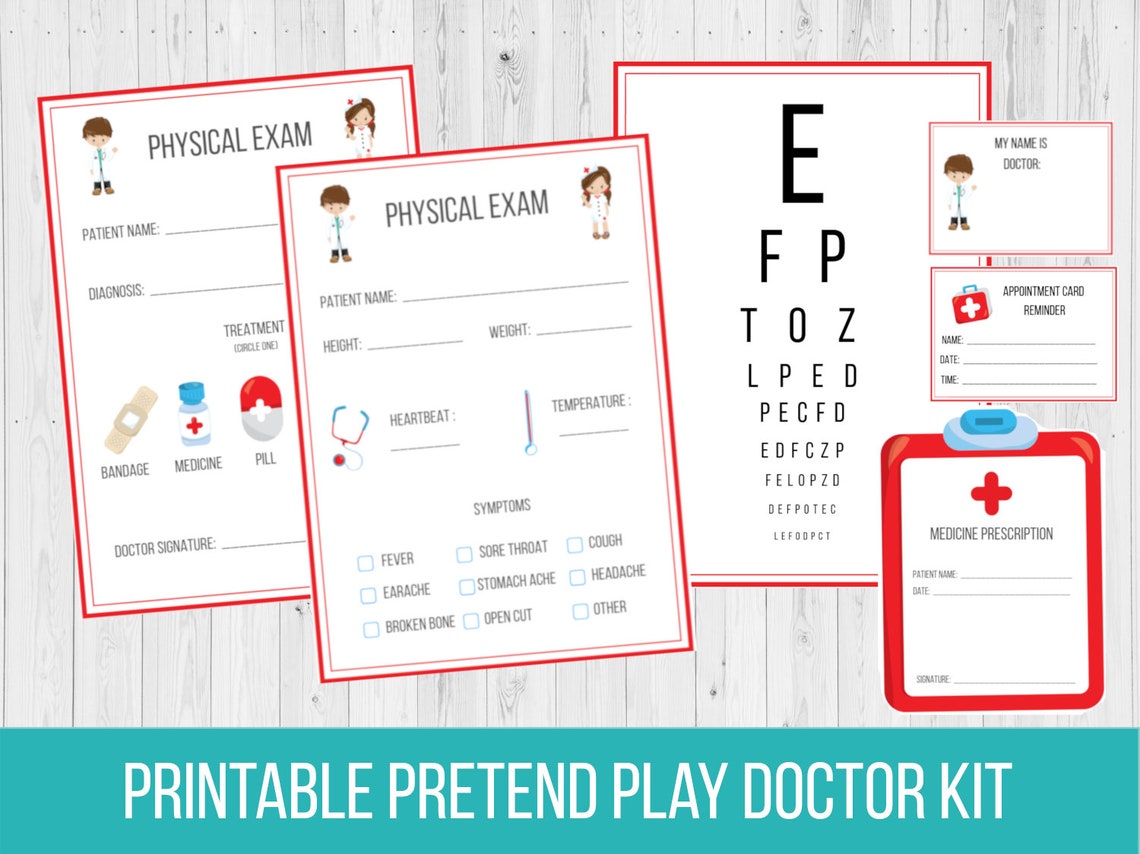 Pretend doctor digital download hospital preschool printables | Etsy