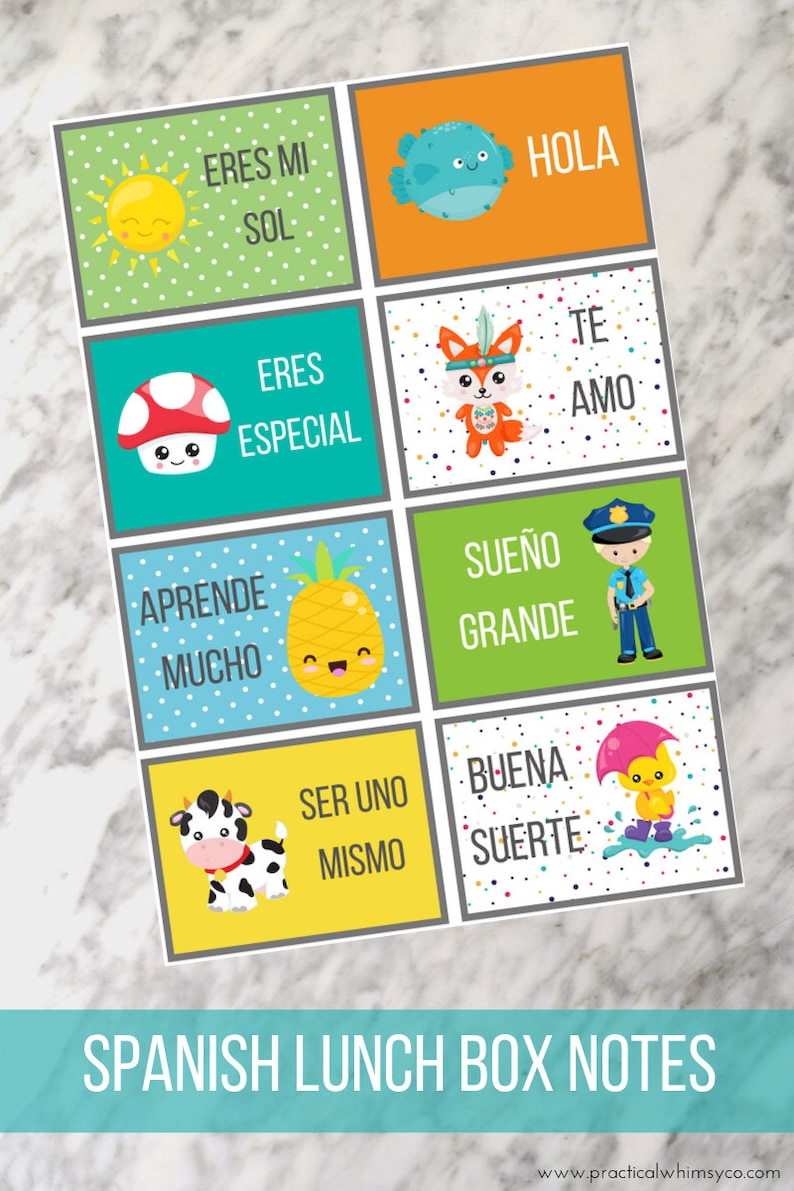 Spanish Lunch Box Notes for Kids Motivational Quotes for Kids Etsy