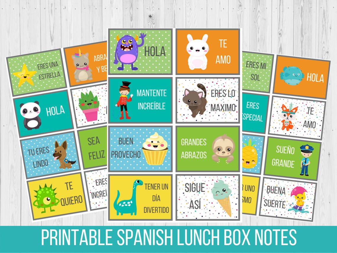 Printable Spanish Lunch Box Notes for Kids Espanol Digital Etsy