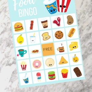 Printable Food BINGO Game, Restaurant Digital Download for Kids, Birthday Party Instant Download, Go Together, Family Game Night Activity image 2