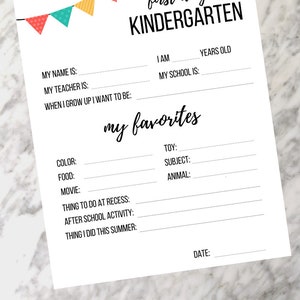 Back to School Interview Printable, Kids First Day of School Digital ...