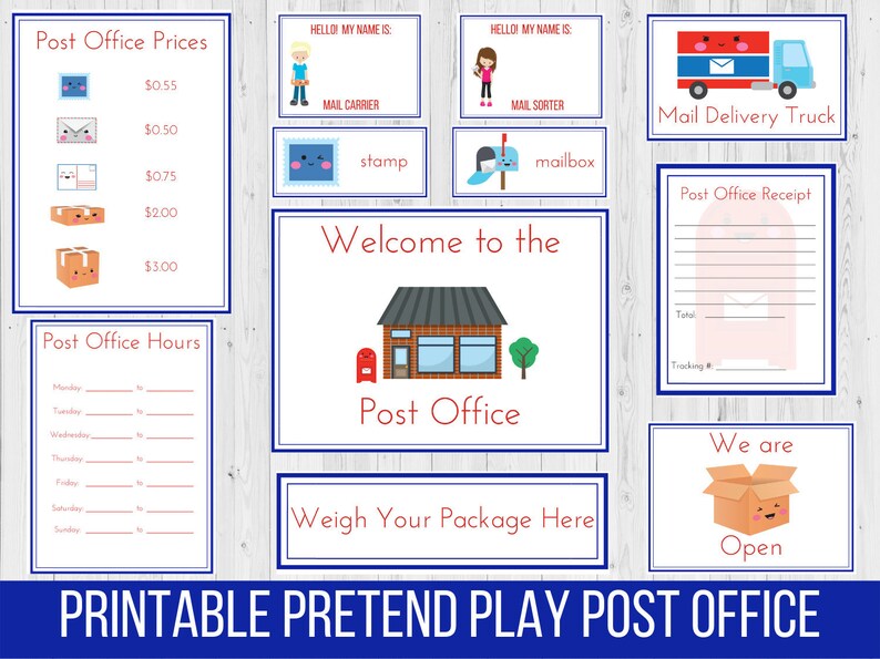 Printable Post Office Dramatic Play, Pretend Play Digital Download ...