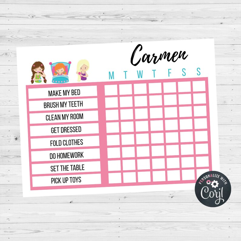 Editable Chore Chart For Kids Morning Routine Personalized Etsy