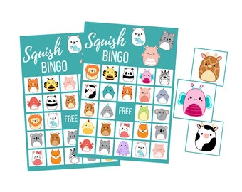 Printable Squish Animal BINGO Game, Kids Bingo Digital Download, Birthday Party Instant Download, Preschool, Homeschool