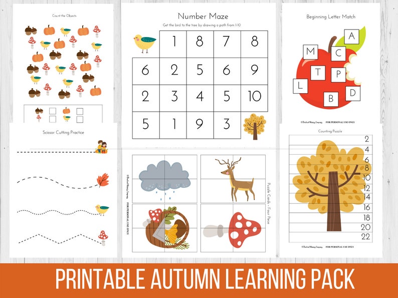 Autumn Early Learning Pack Preschool Kindergarten Practice | Etsy