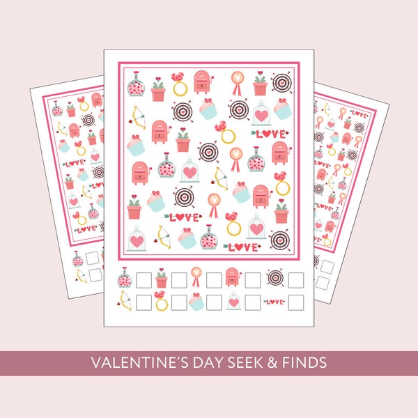 Printable Valentine's Day Seek and Find for Kids, Holiday I Spy Digital Download, School Class Instant Download, VDay