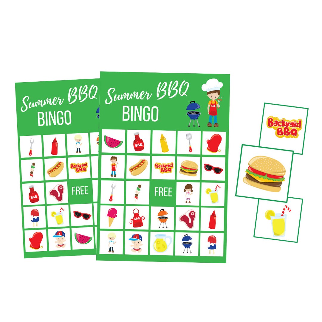 Printable Summer BINGO Game, Backyard BBQ Game Cards, Pool Party ...