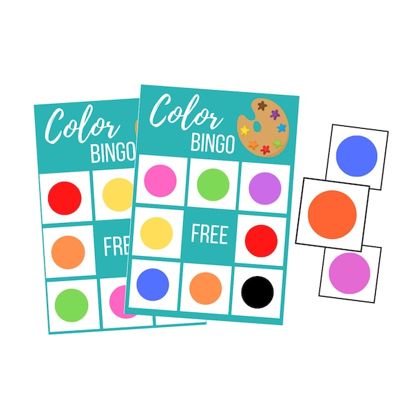 Jeu de bingo couleur imprimable, téléchargement numérique pour les enfants d'âge préscolaire, téléchargement immédiat pour la maternelle, activité scolaire à domicile pour les tout-petits, éducatif