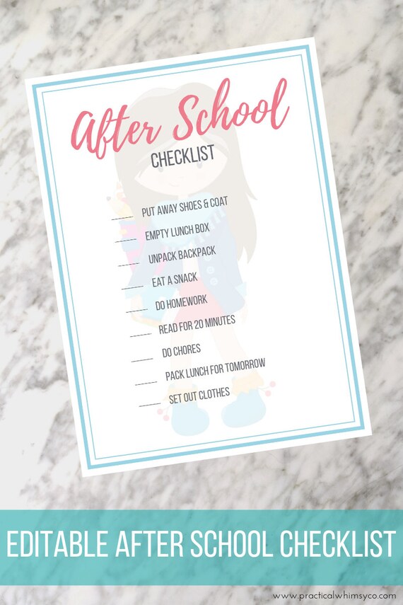 Editable After School Checklist Printable Etsy Editable After School Checklist Printable Etsy