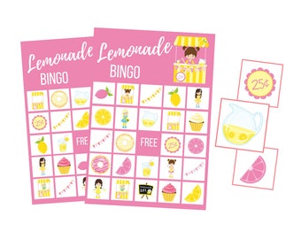 Lemonade Stand BINGO Game, Printable Summer Digital Download, Party Games for Kids Activities, Instant Download, Summer Vacation